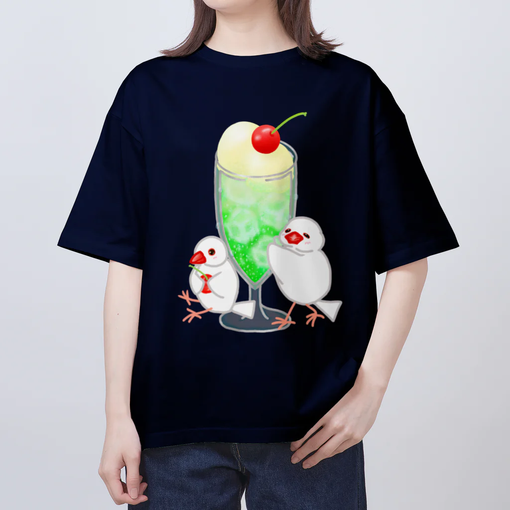 Lily bird（リリーバード）のメロンクリームソーダと文鳥ず Oversized T-Shirt