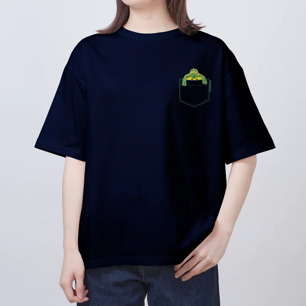 めろんぽっぷのお店だよのポケットからミシシッピアカミミガメ 小ポケット Oversized T-Shirt