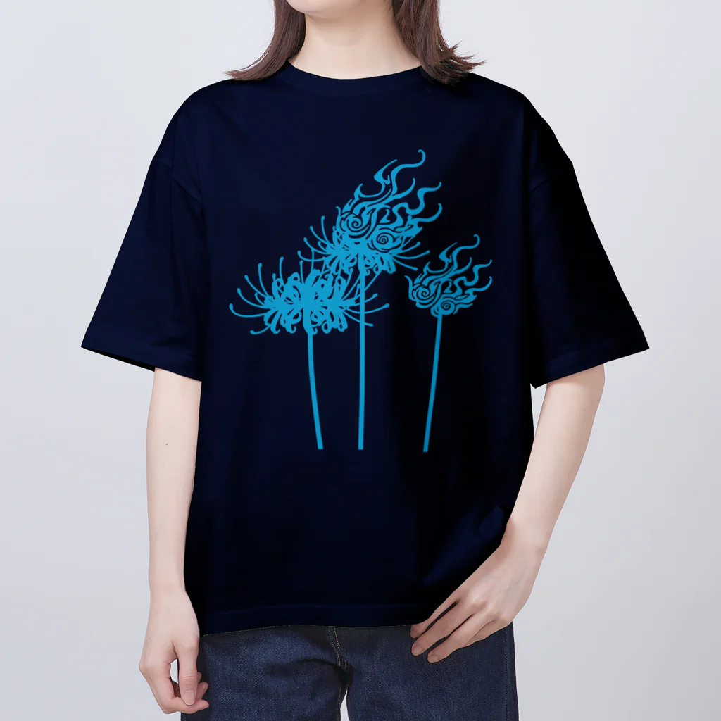 Alba spinaの彼岸花　鬼火　青 オーバーサイズTシャツ