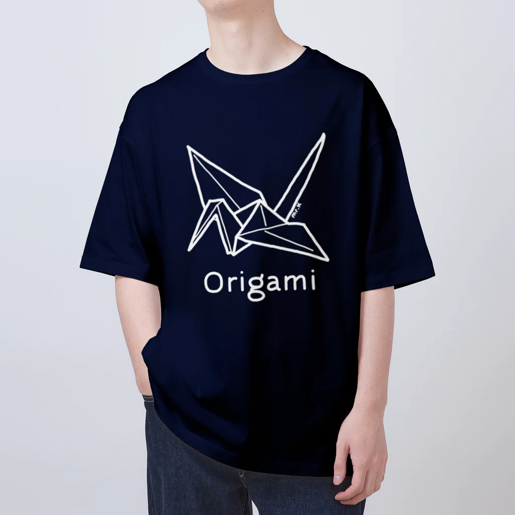 MrKShirtsのOrigami (折り紙鶴) 白デザイン オーバーサイズTシャツ