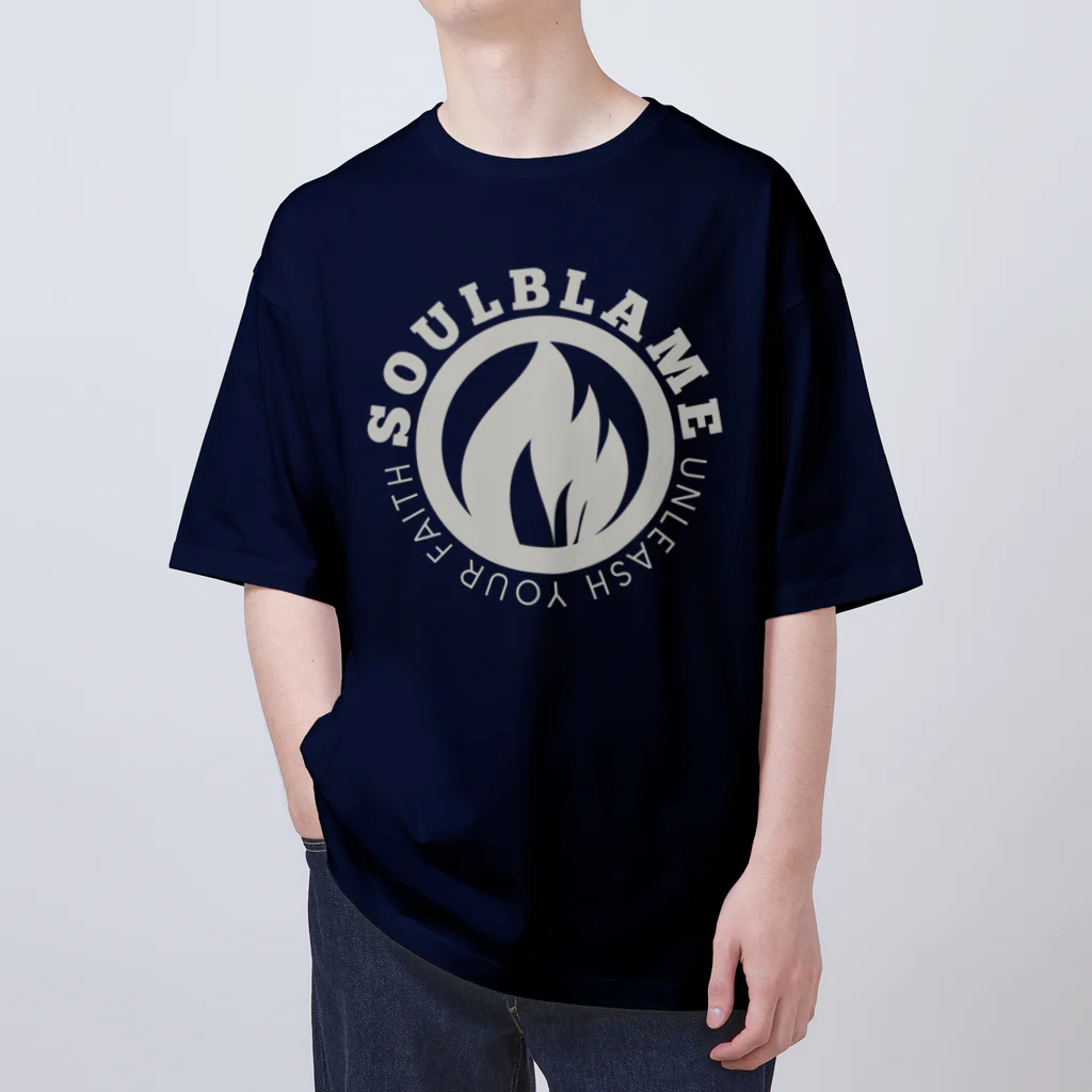 SOULBLAMEのCIRCLE LOGO GRAY TEE IN NAVY Oversized T-Shirt