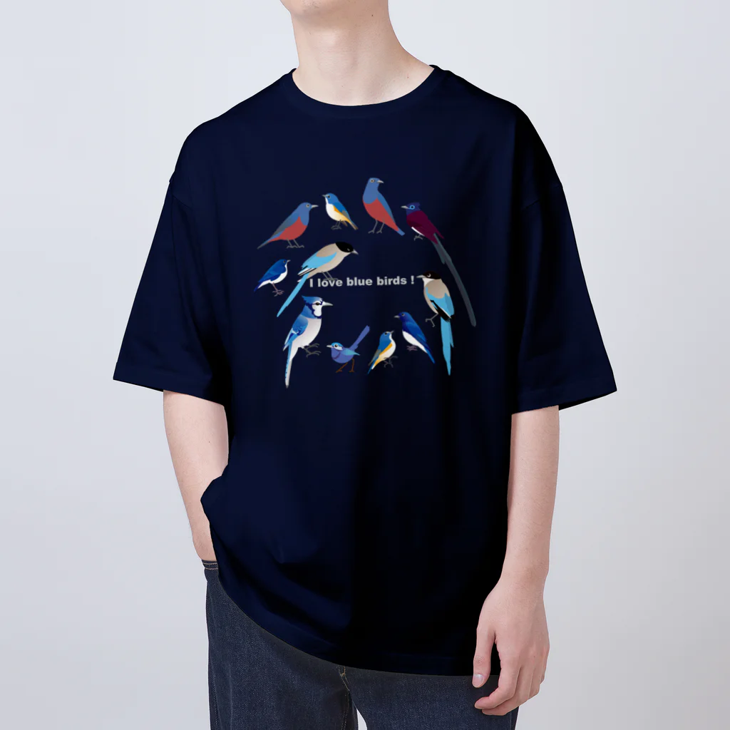 エダマメトイチ雑貨店のI love blue birds 1 大 オーバーサイズTシャツ