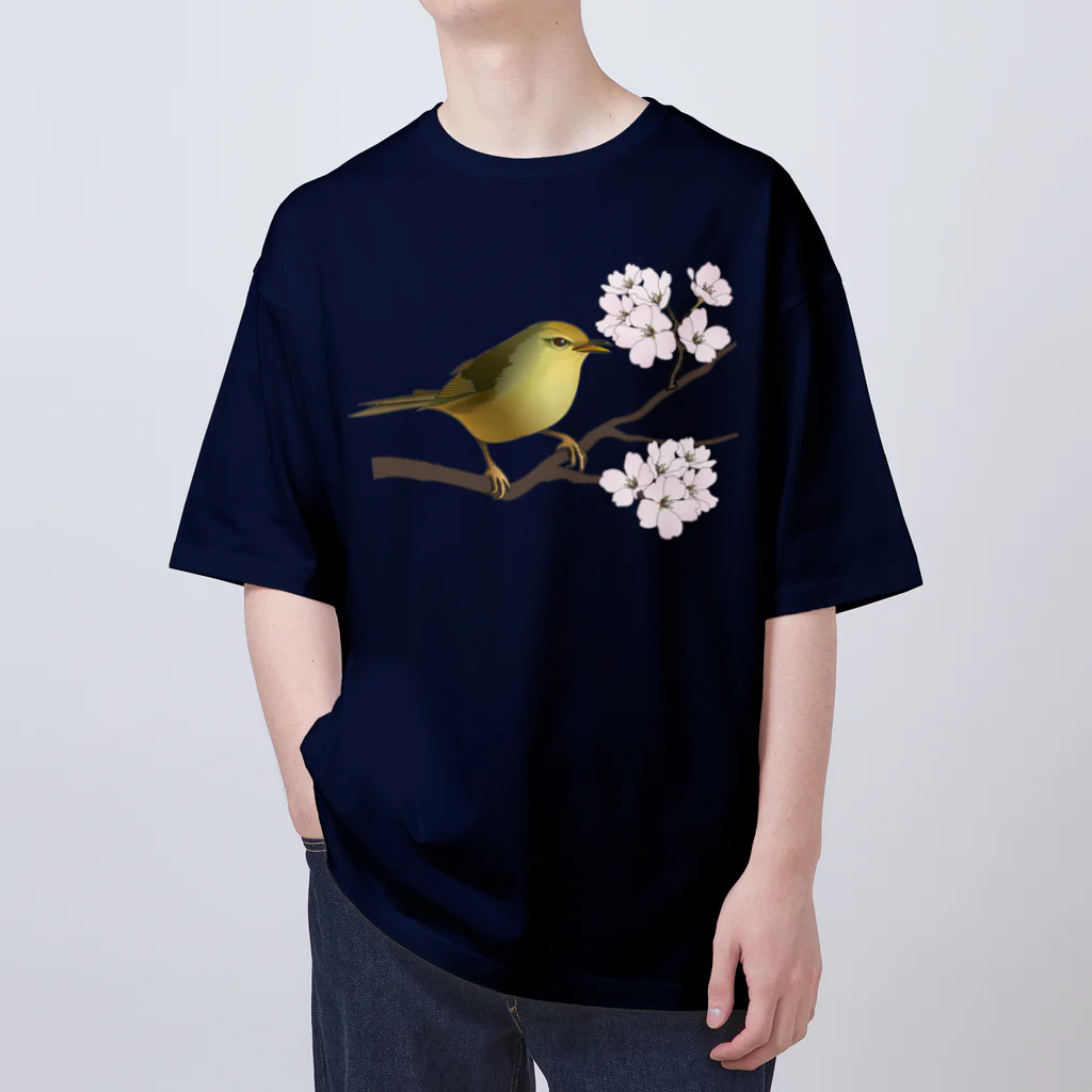 yamame1000ninの桜にウグイス オーバーサイズTシャツ