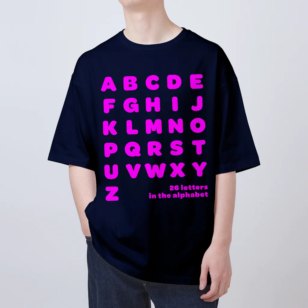 PyriteDesignの26 letters in the alphabet【Tshirt】【Design Color : Pink】【Design Print : Front】 オーバーサイズTシャツ