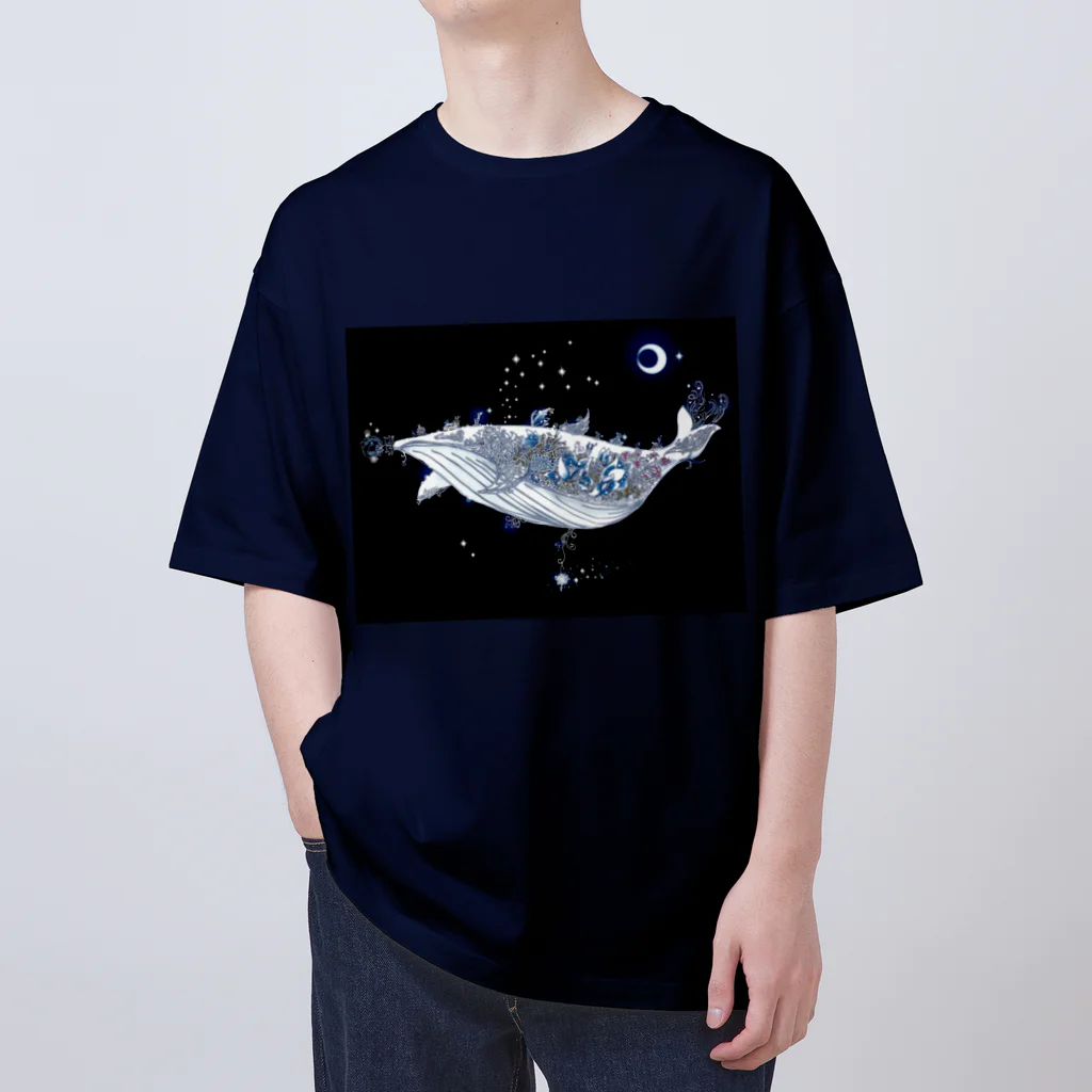 ARCANUMのARCANUM Whale Whale - Stella - 星を噴くクジラ Oversized T-Shirt