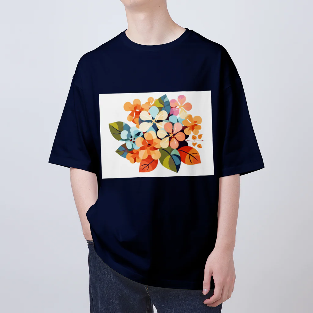 太陽の光に包まれて　Wrapped in Sunlightのカラフル紫陽花 オーバーサイズTシャツ