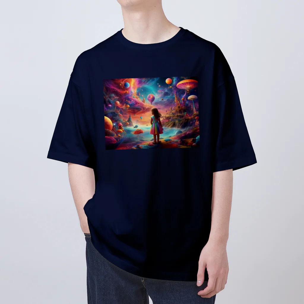 🔥AI art shop🔥の幻想的な世界にいる少女 Oversized T-Shirt