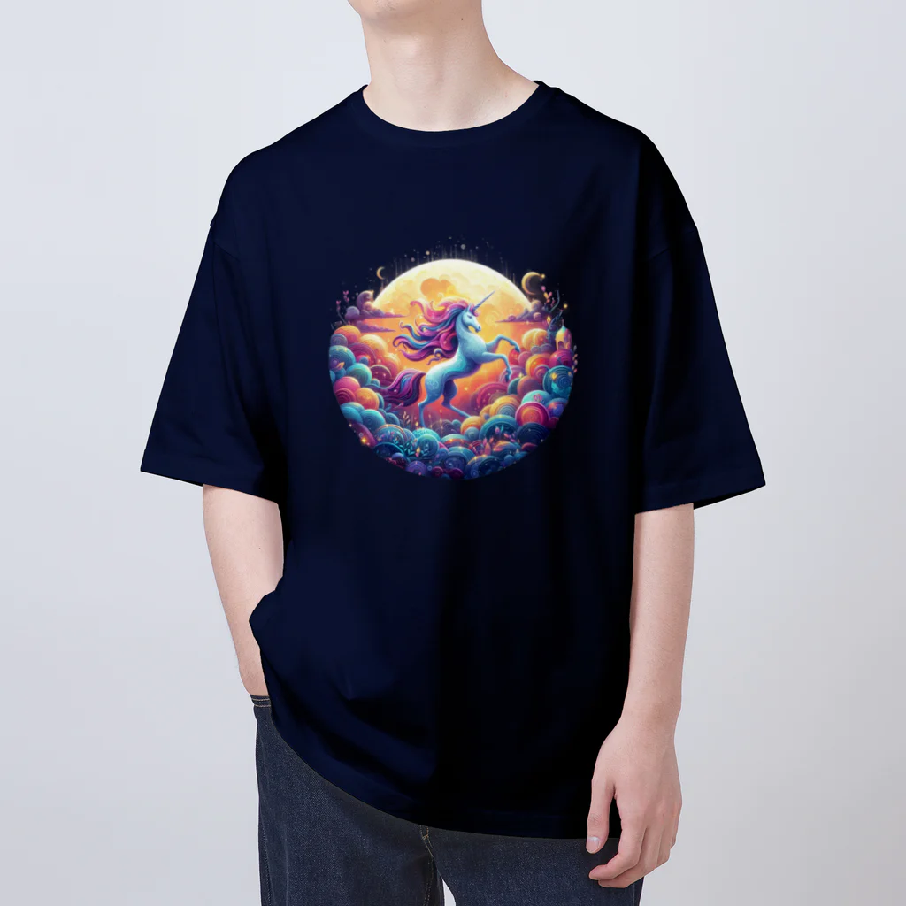 HMTの幻想馬と月「fantasy horse and moon」 オーバーサイズTシャツ