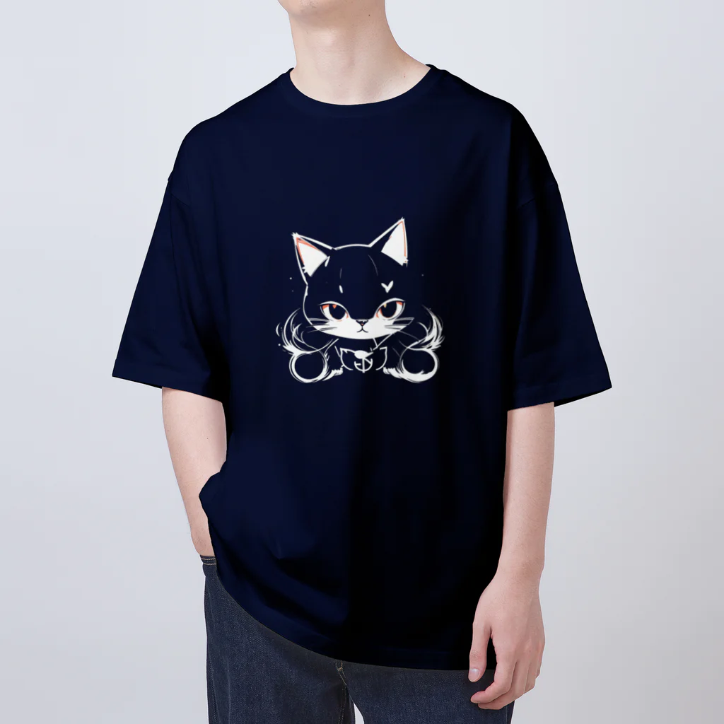 WshopTYの後ろの色に塗られるねこさん オーバーサイズTシャツ