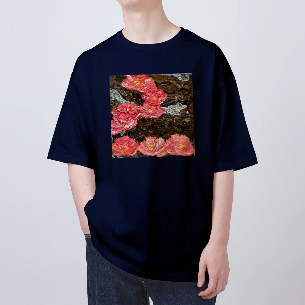ネコカナの古井戸アート・徒花 オーバーサイズTシャツ