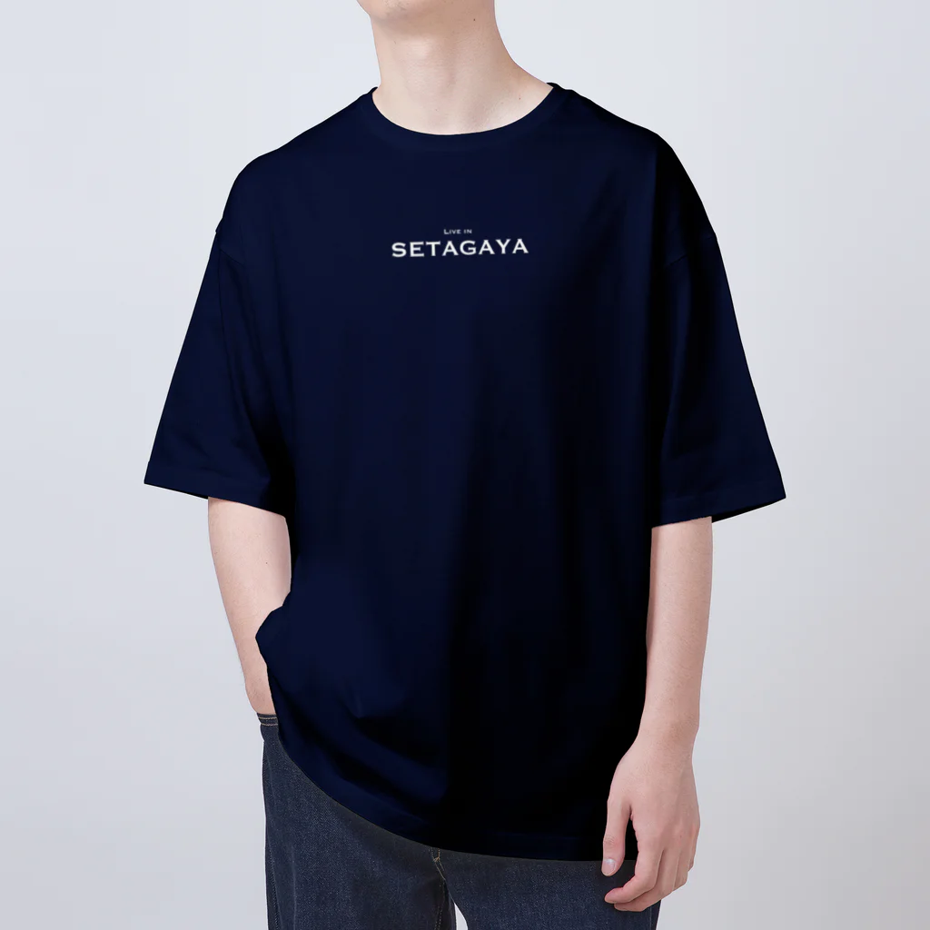 せたが屋さんの世田谷グッズ　ホワイトlive in setagaya ロゴ オーバーサイズTシャツ