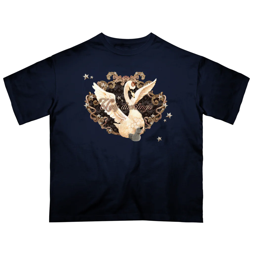 千秋薫オリジナルshopの白鳥と星空 オーバーサイズTシャツ