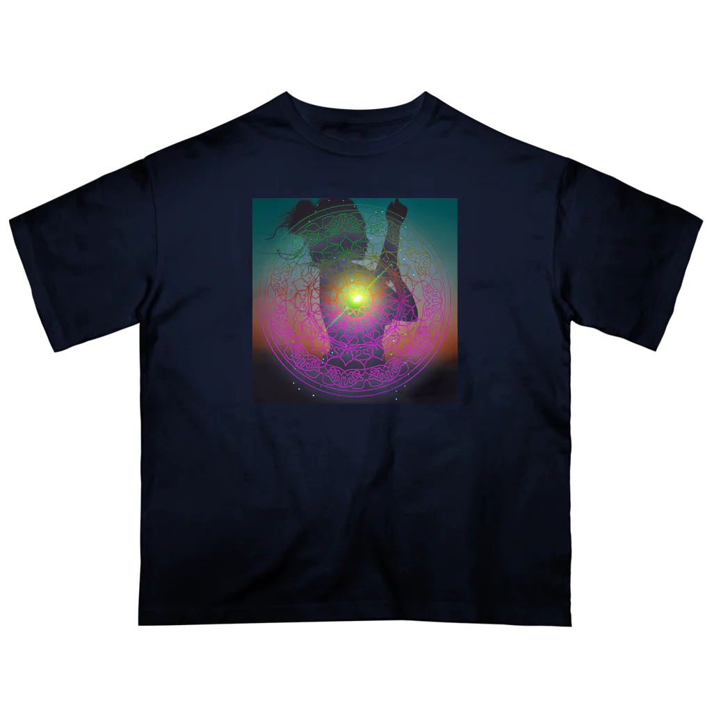 💖宇宙整体♪🌈♪こころからだチャンネル♪💖の 宇宙曼荼羅　 REMIX version 愛を開く光 Oversized T-Shirt