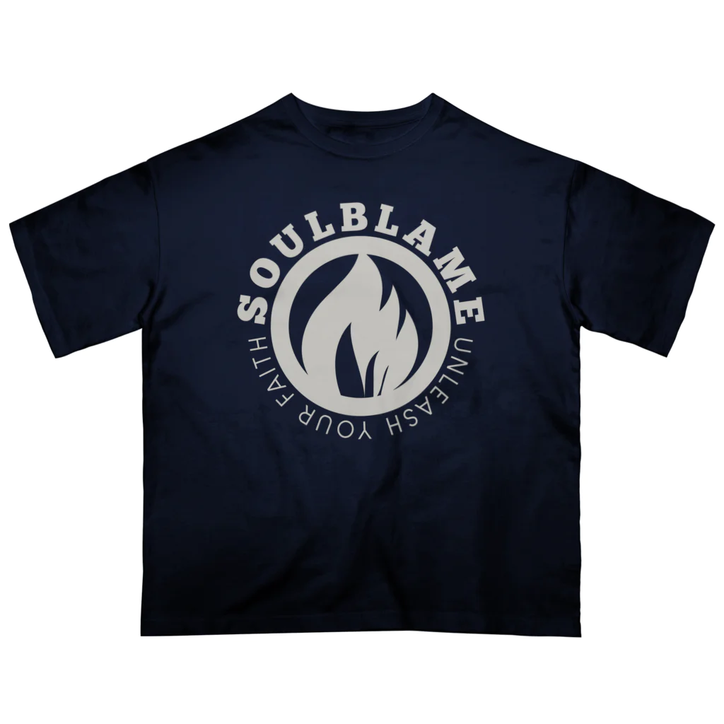 SOULBLAMEのCIRCLE LOGO GRAY TEE IN NAVY Oversized T-Shirt