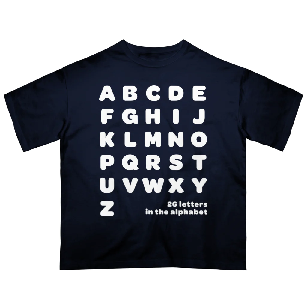 PyriteDesignの26 letters in the alphabet【Tshirt】【Design Color : White】【Design Print : Front オーバーサイズTシャツ