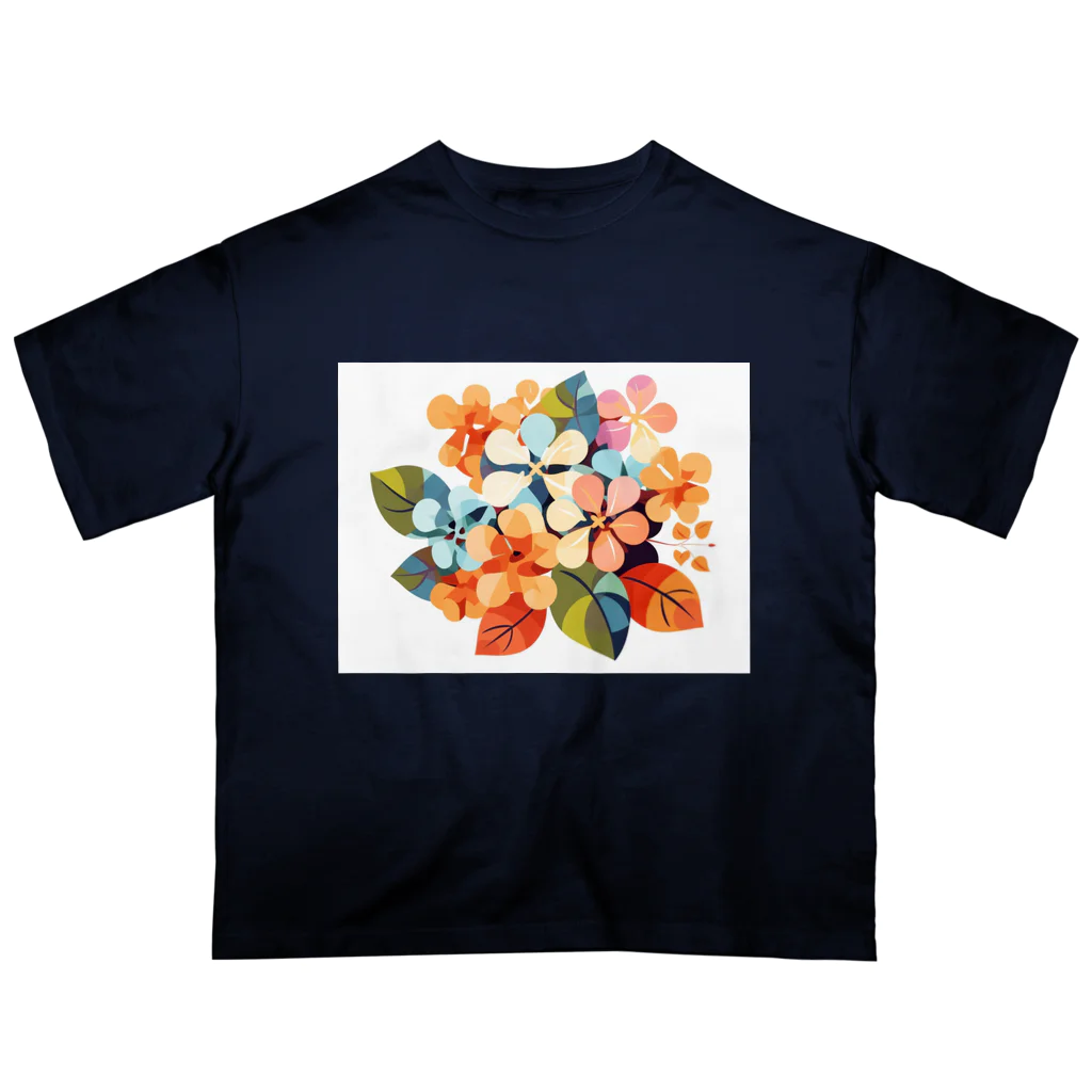 太陽の光に包まれて　Wrapped in Sunlightのカラフル紫陽花 オーバーサイズTシャツ