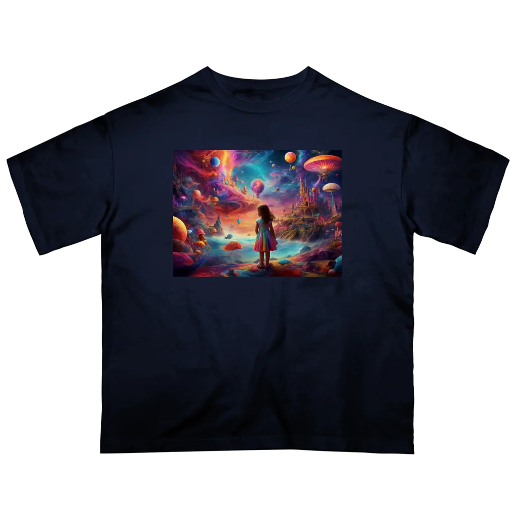 🔥AI art shop🔥の幻想的な世界にいる少女 Oversized T-Shirt