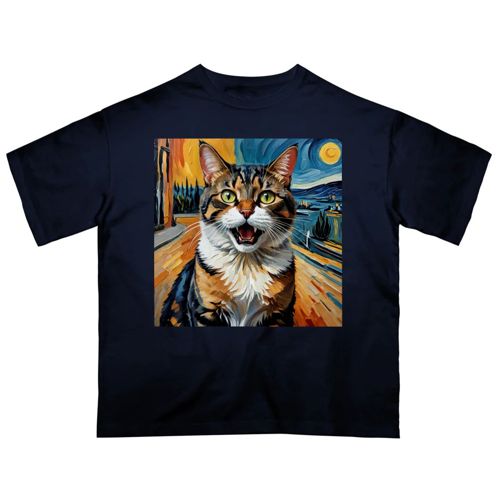 F2 Cat Design Shopのニャンコの叫 001 オーバーサイズTシャツ