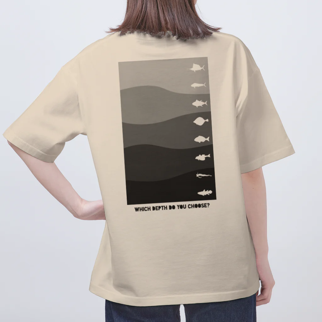 ノアソビ　ベース  ⛰⛺️🎣の『 Which depth do you choose?  』白&黒 オーバーサイズTシャツ