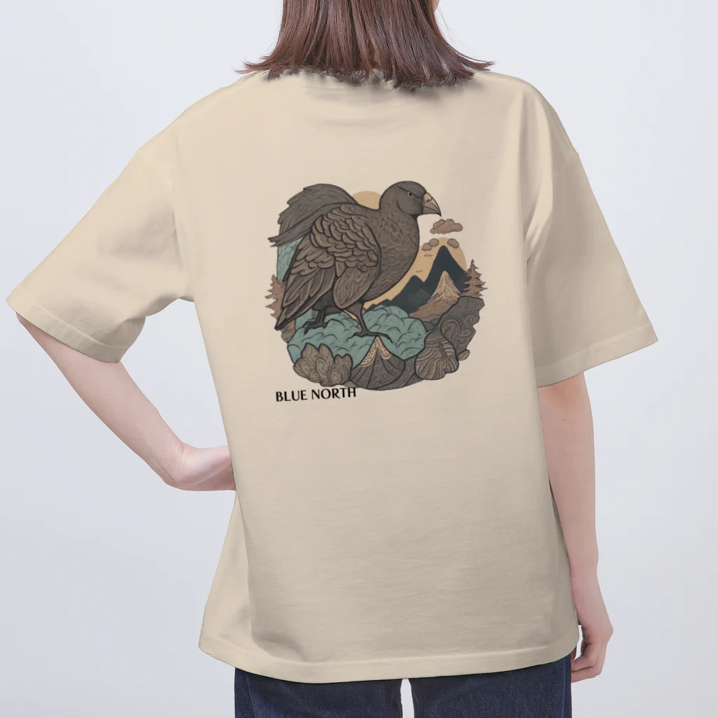 aokitaの【BLUE NORTH】岩山の鳥 オーバーサイズTシャツ