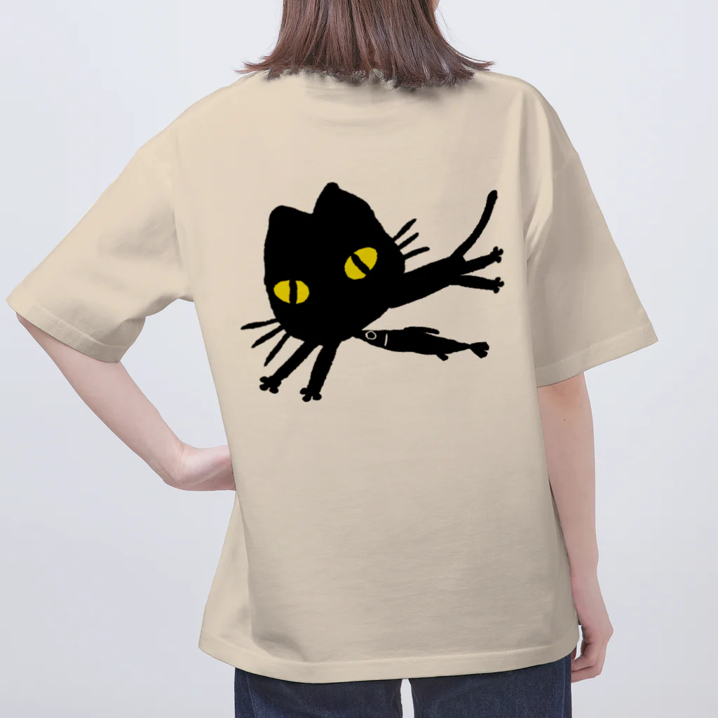 まみおデザインの黒ネコとサンマ オーバーサイズTシャツ