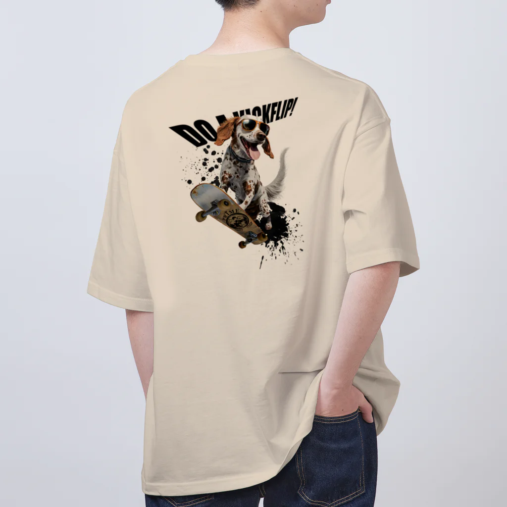 -BRIGHTS-のスケボー犬のDO A KICKFLIP!!ブラック Oversized T-Shirt