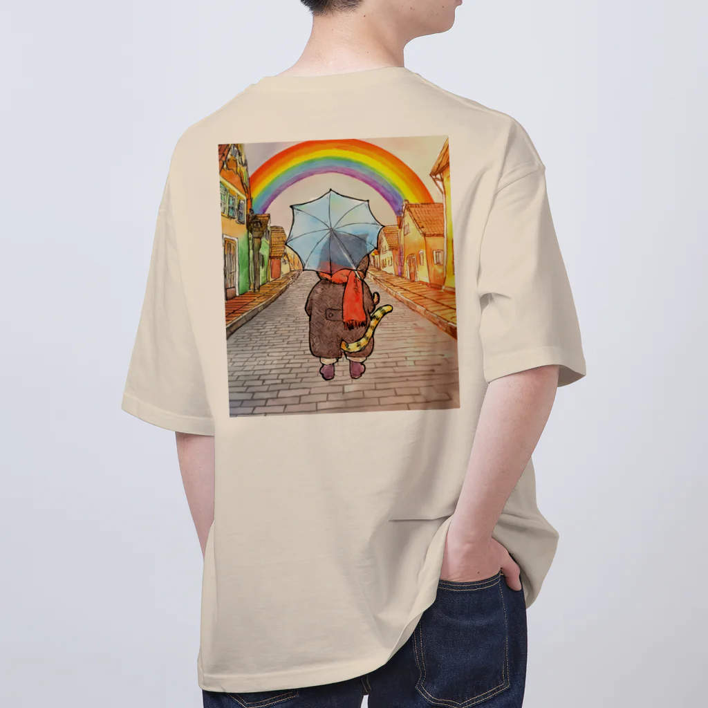 Katzenleben Design Studioの【両面】虹を見つめる猫 Oversized T-Shirt