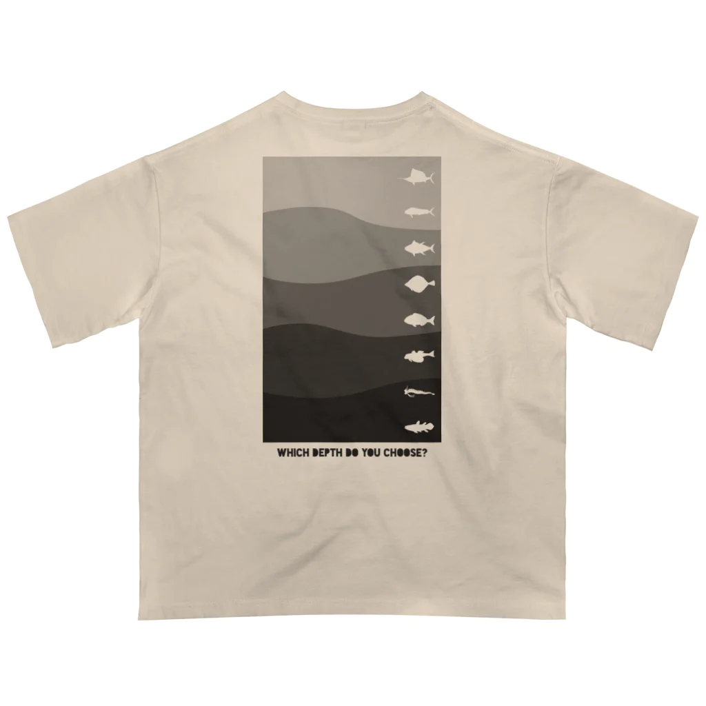 ノアソビ　ベース  ⛰⛺️🎣の『 Which depth do you choose?  』白&黒 オーバーサイズTシャツ