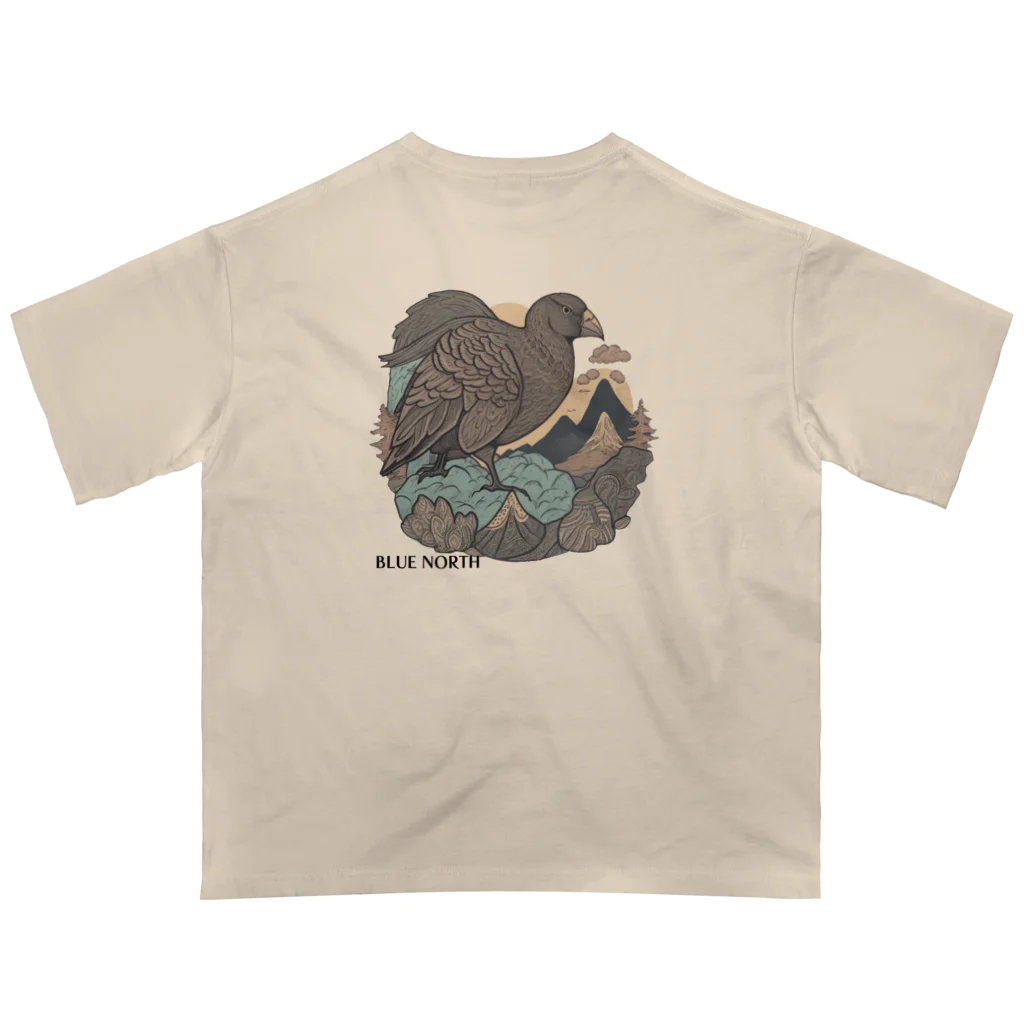 aokitaの【BLUE NORTH】岩山の鳥 オーバーサイズTシャツ