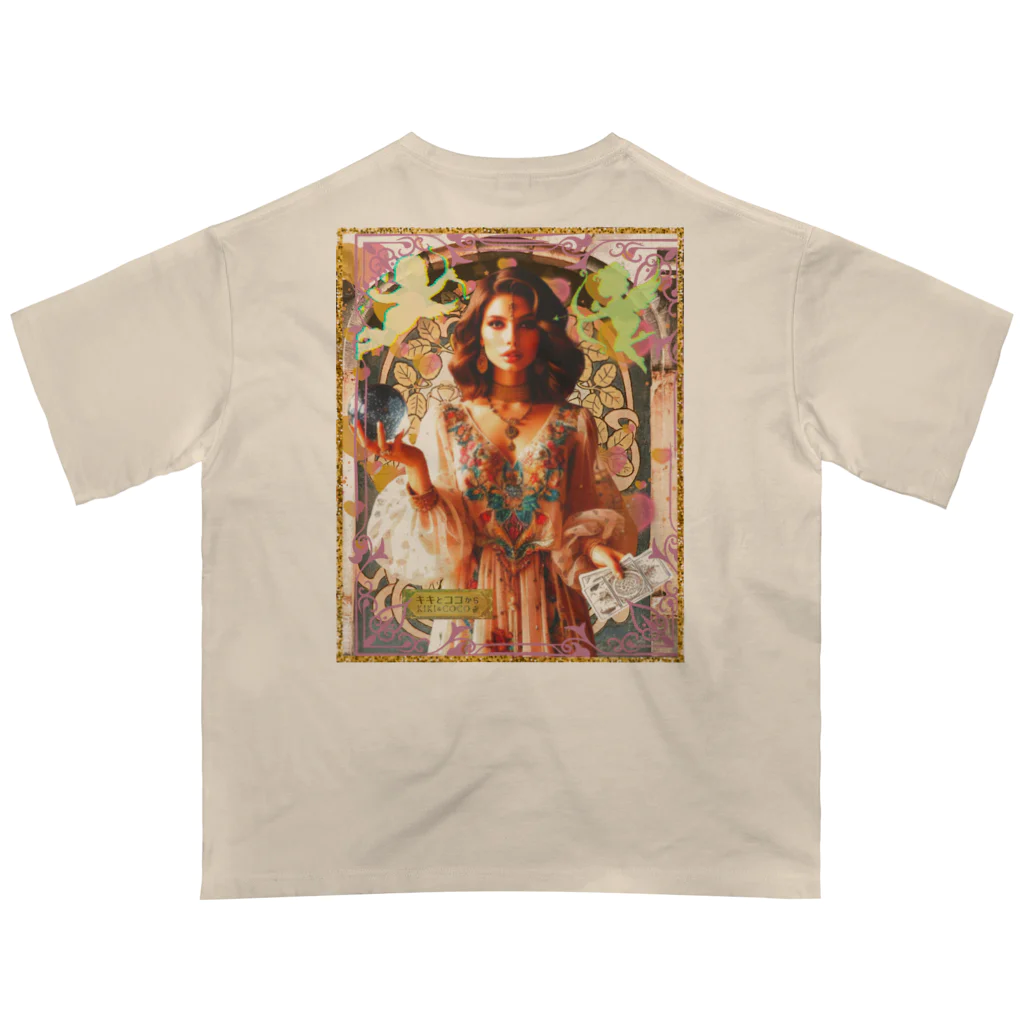 キキとココからのアールヌーボーの女神と戯れる天使たち オーバーサイズTシャツ