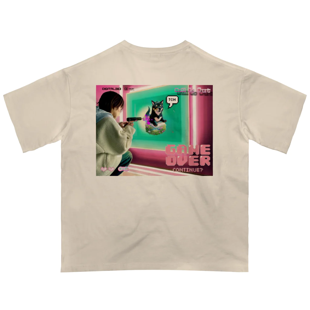 Mameshi8のマメ柴チルちゃん　レトロゲーム オーバーサイズTシャツ