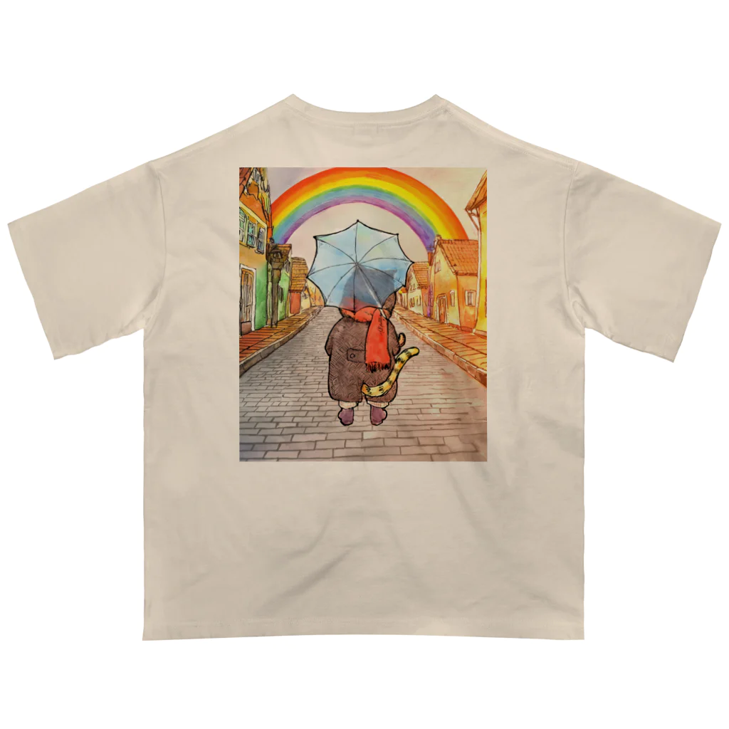 Katzenleben Design Studioの【両面】虹を見つめる猫 Oversized T-Shirt