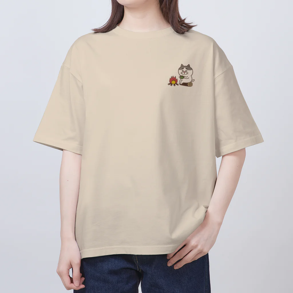 目つきの悪い猫＠いけやけいのキャンプにゃんこ Oversized T-Shirt