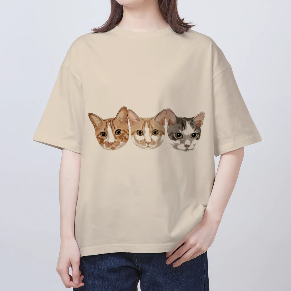 みきぞーん｜保護猫 ミッキー画伯と肉球とおともだちのrui & ram &ta-cha Oversized T-Shirt