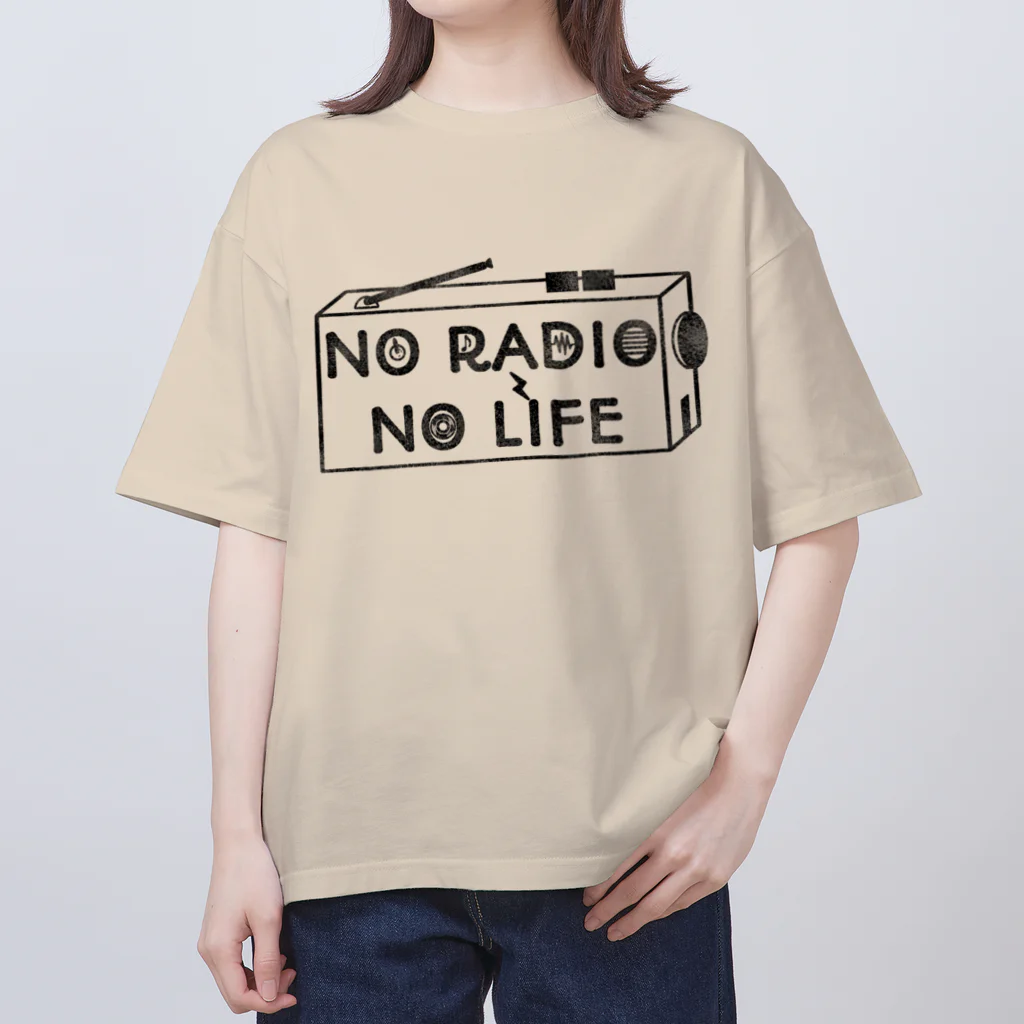 ぺんぎん24のNO RADIO NO LIFE(ブラック) オーバーサイズTシャツ