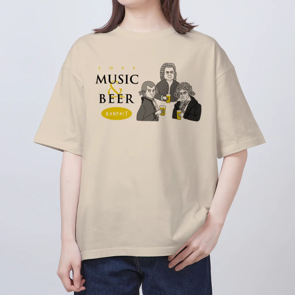 ビールとアート TM-3 Designの偉人 × BEER（三人の音楽家・音楽とビールを愛す） オーバーサイズTシャツ