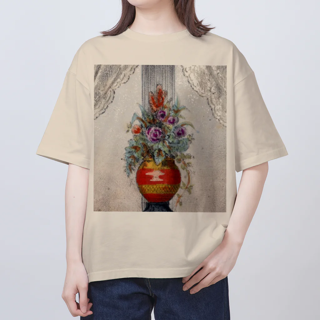 PALA's SHOP　cool、シュール、古風、和風、のflower arrangement　 Oversized T-Shirt