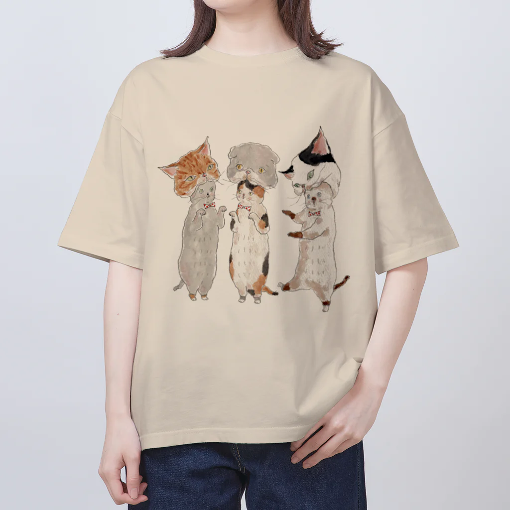 トコロコムギのねこがぶりにゃんこ Oversized T-Shirt