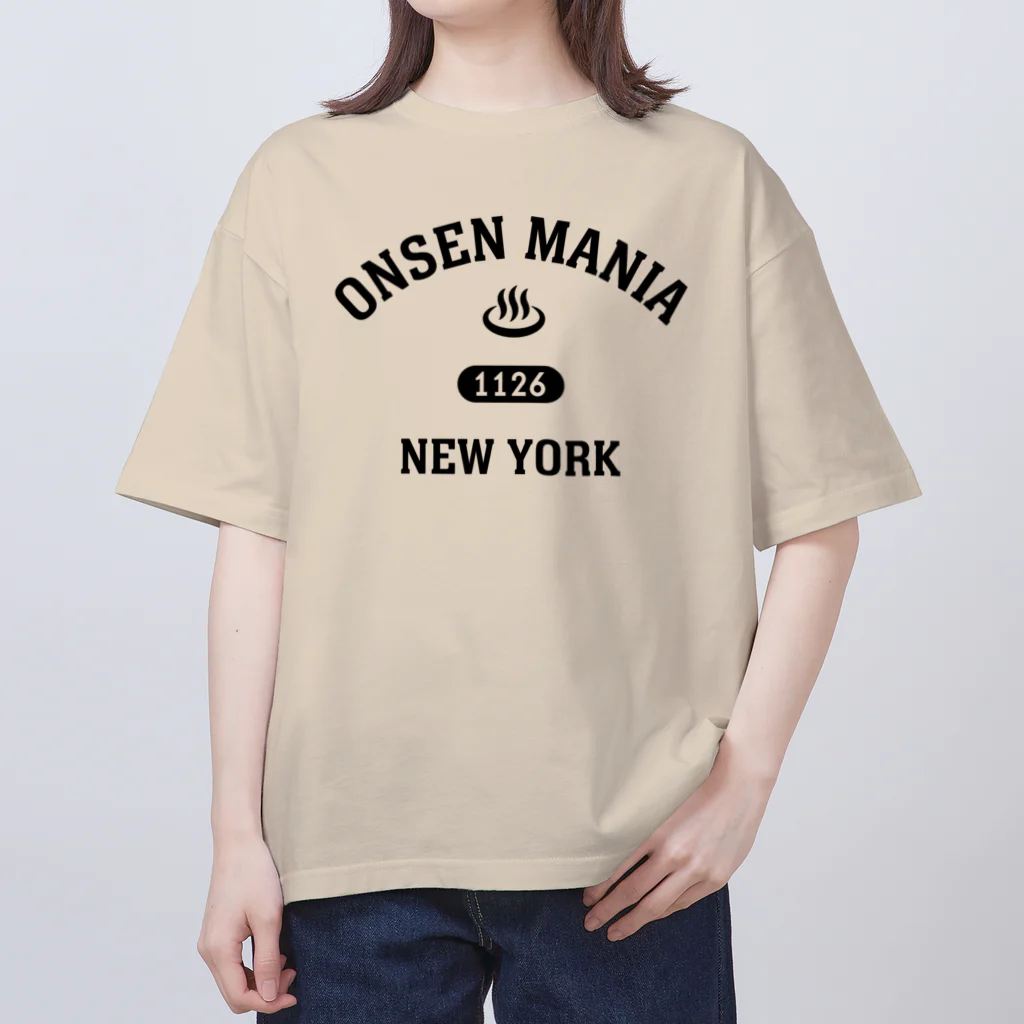 kg_shopのONSEN MANIA (ブラック) オーバーサイズTシャツ