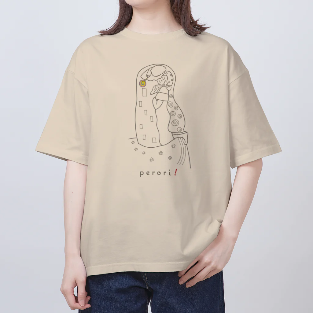 ビールとアート TM-3 Designの名画 × スイーツ（接吻） オーバーサイズTシャツ