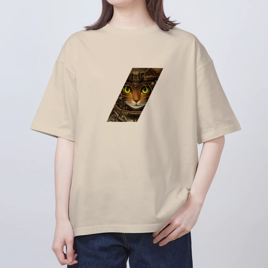 カレー屋　月夜のライオンの鉄猫E Oversized T-Shirt