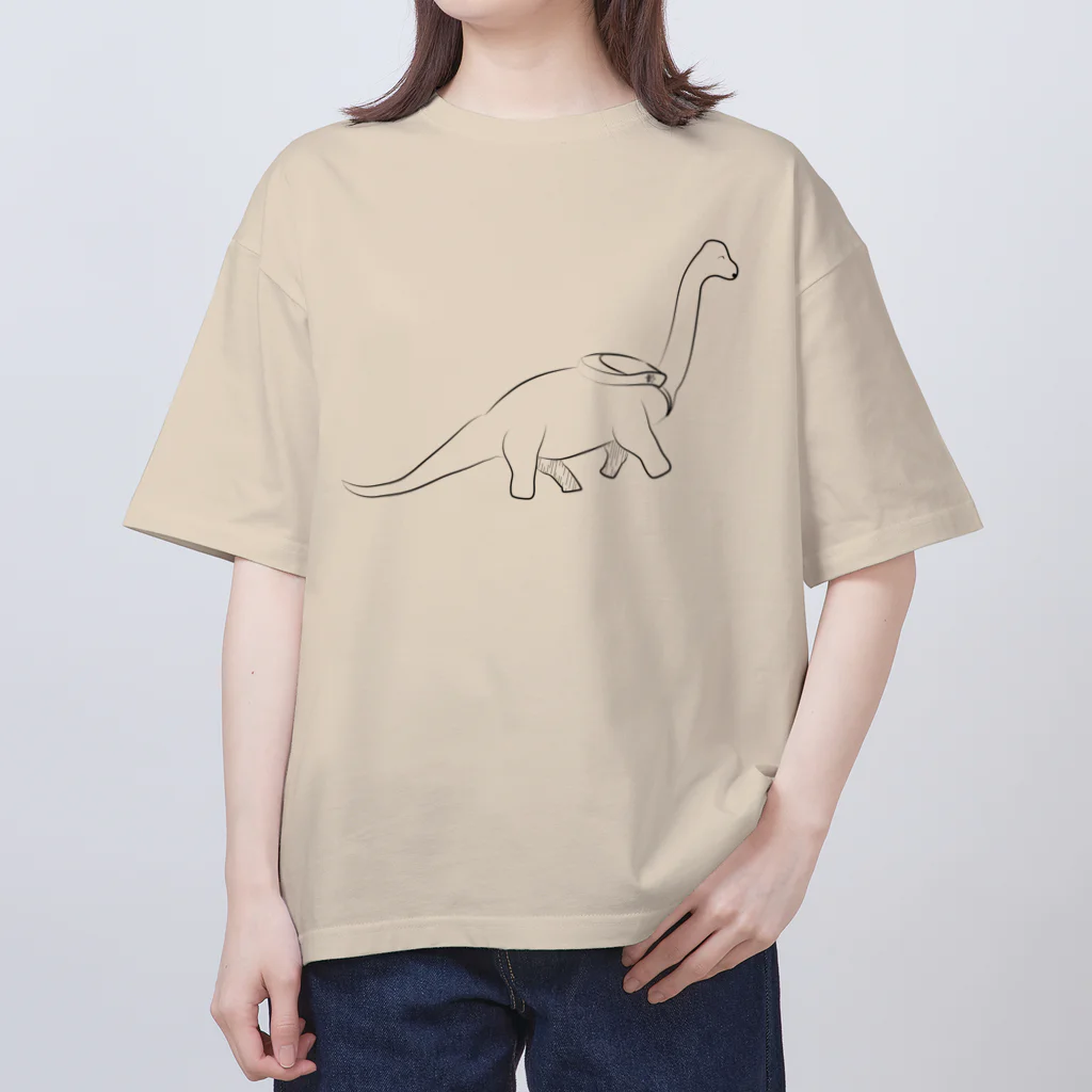 Owl and Potato Creationのブラキオサウルス 草食系 ジュラシックランチ オーバーサイズTシャツ