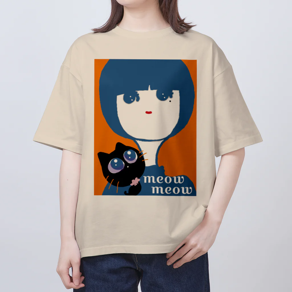 sasame's shopのねことわたし  ショートボブなわたし オーバーサイズTシャツ