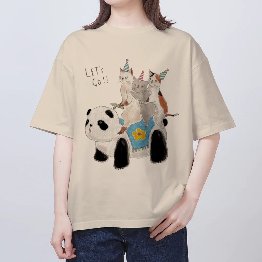 トコロコムギのパンダさん号にゃんこ Oversized T-Shirt