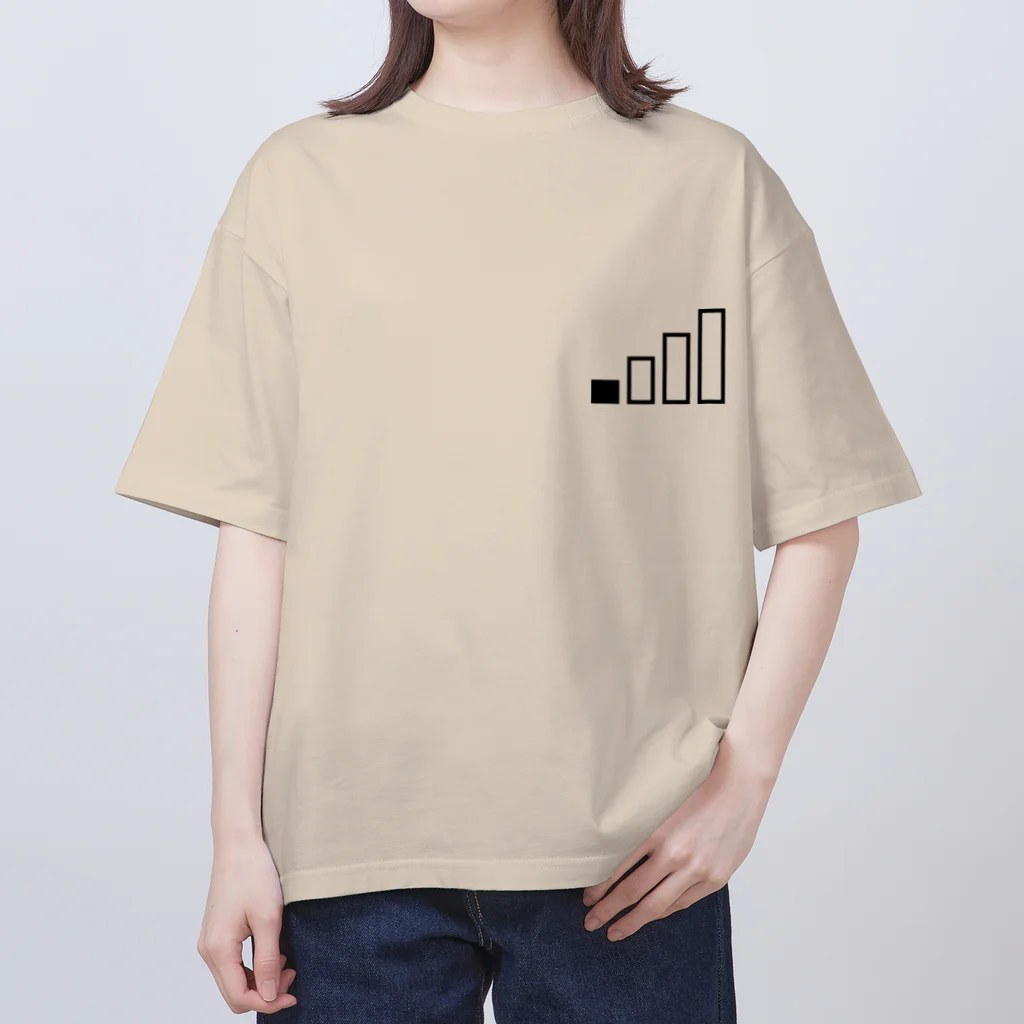 PyriteDesignのアンテナ1本【Tシャツ】【前面ワンポイント】【デザイン色：黒】 オーバーサイズTシャツ