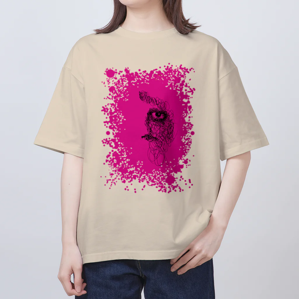 工房ＨＡＮＺＯＵのラフ画 No.2 PINK オーバーサイズTシャツ