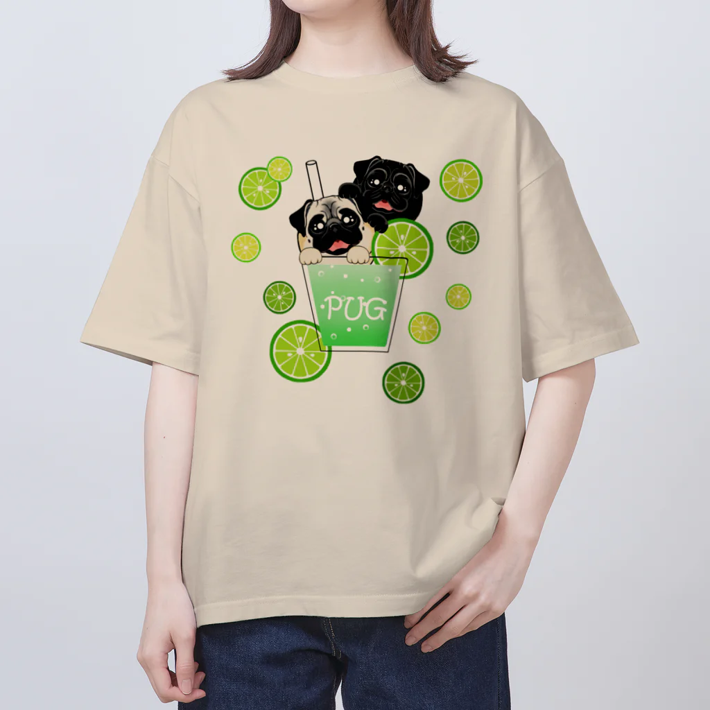 ABCDOGSのパグ　ライムソーダ　ABCDOGS オーバーサイズTシャツ