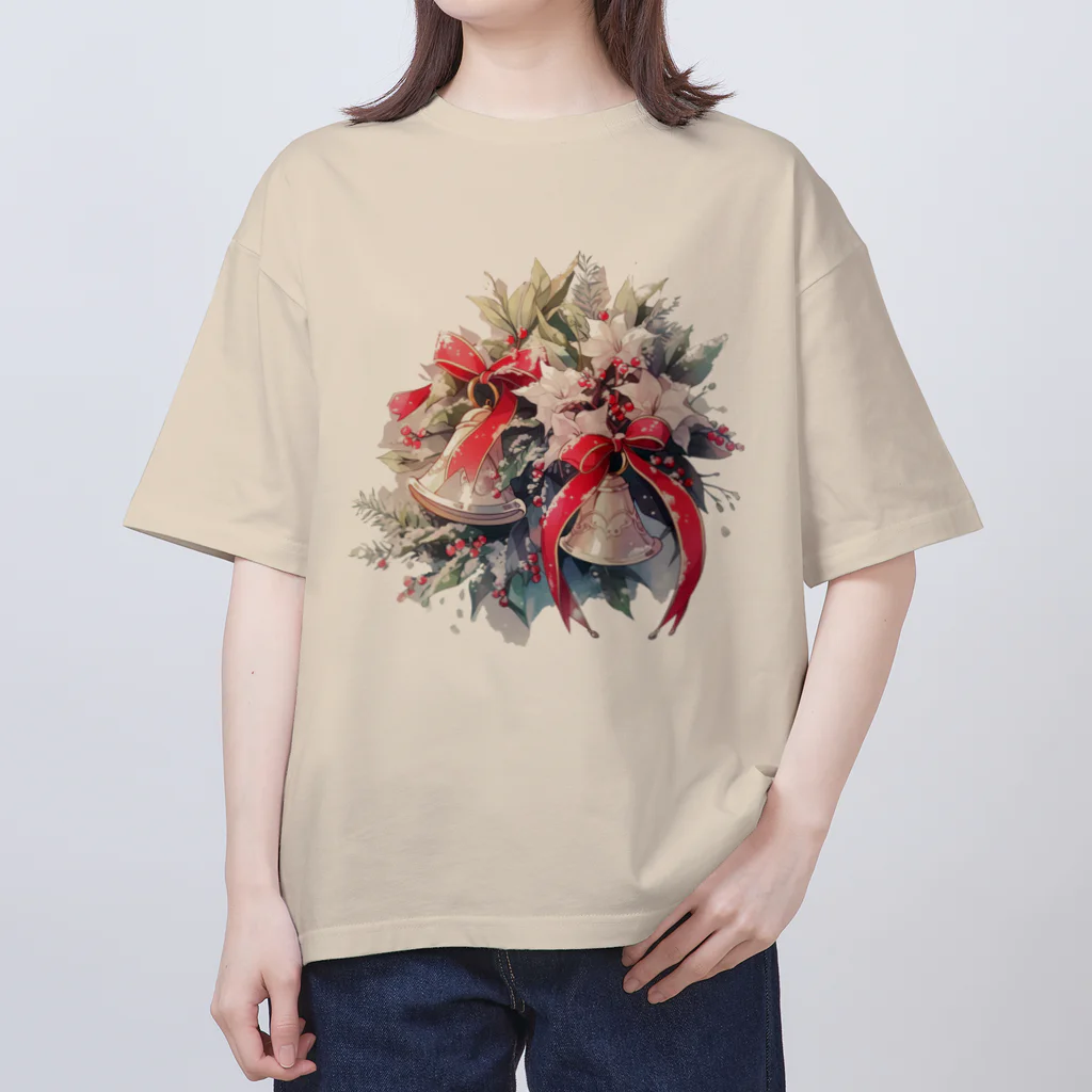 Stellaの水彩画タッチの幸せな音色を奏でるクリスマスベル Oversized T-Shirt