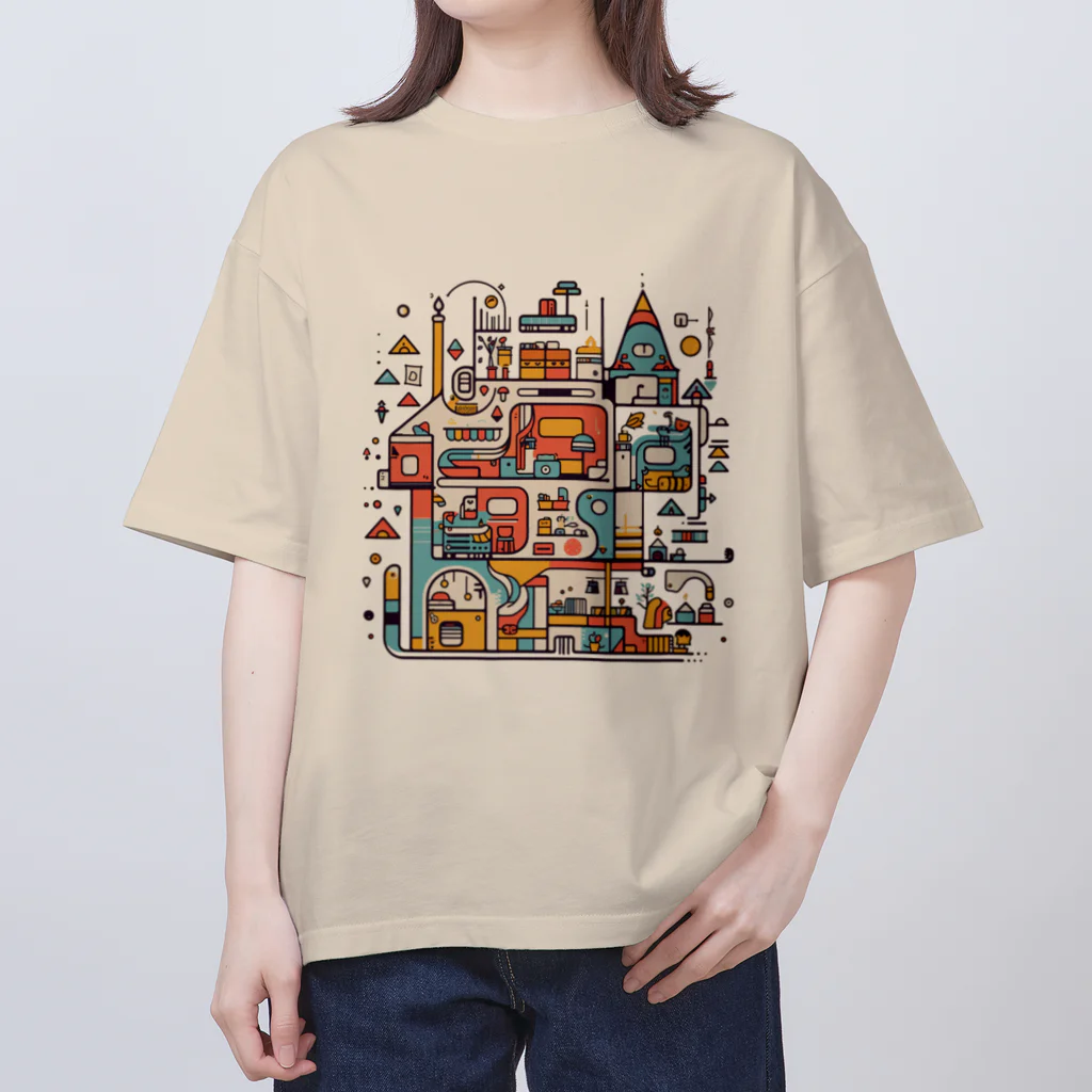 LCOMLのポップな建物２ オーバーサイズTシャツ