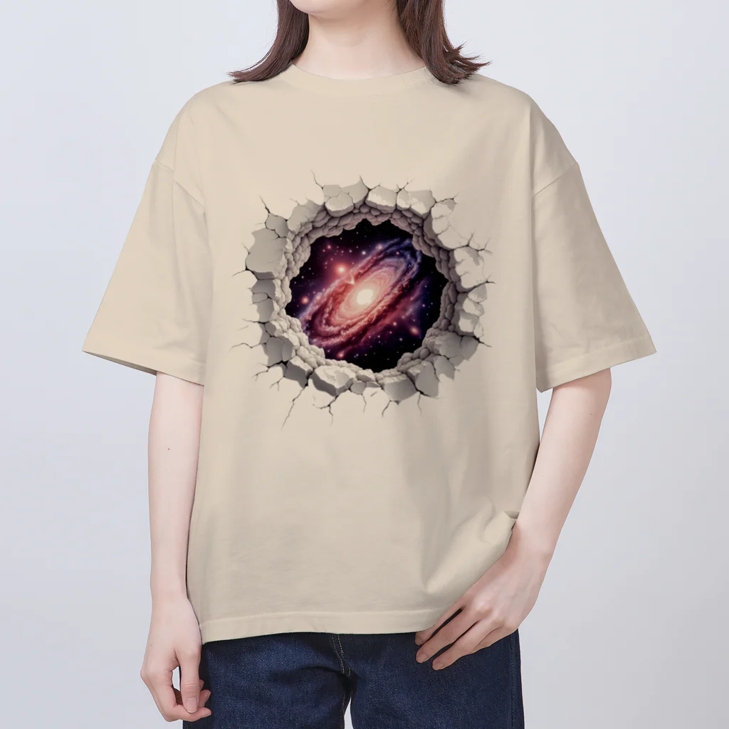 紅藤コミミズクのトリックアート「宇宙」 オーバーサイズTシャツ